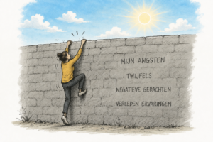 muur van angst met zon